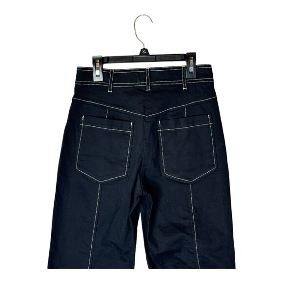 Something Navy Pants Women 4 Black White Contrast Stitching Denim Ankle Jeans - Picture 5 of 10